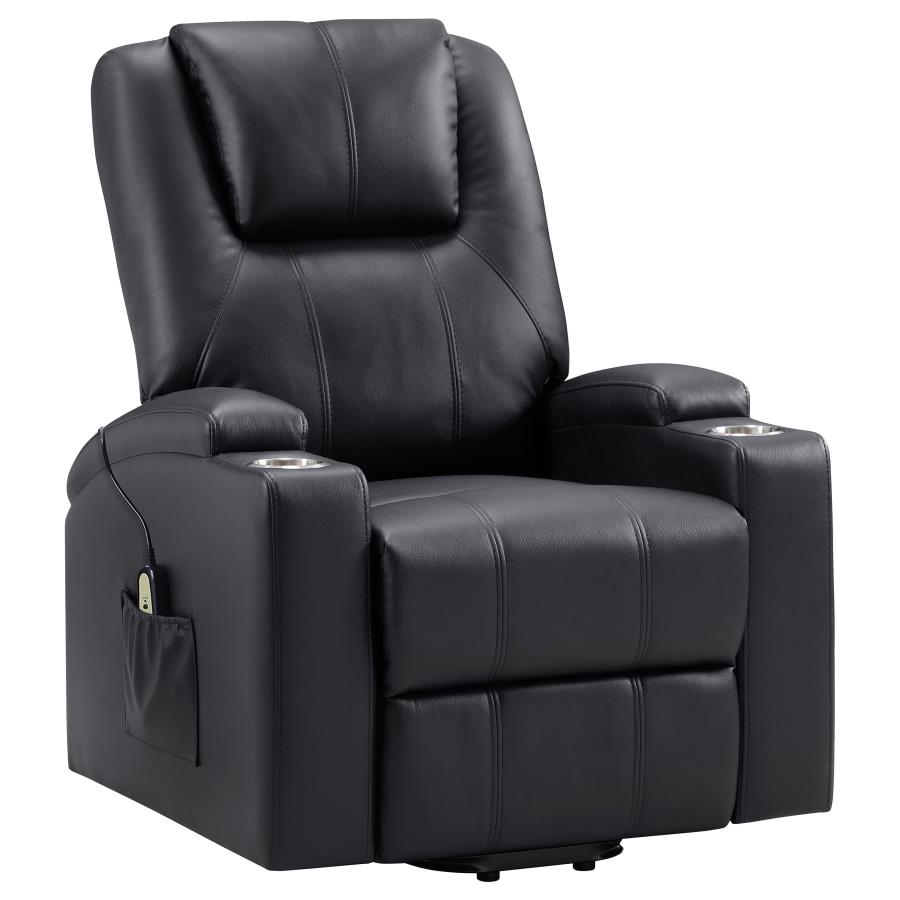 Armstrong Upholstered Power Lift Massage Recliner Black - 609475P