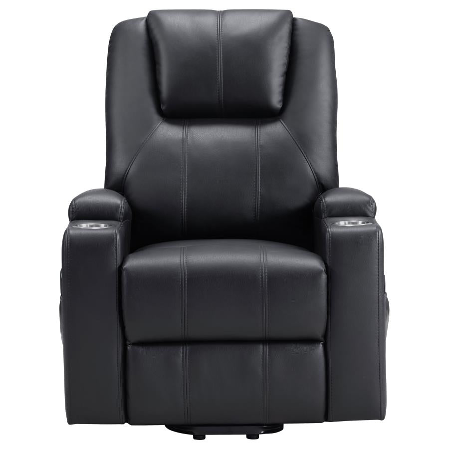 Armstrong Upholstered Power Lift Massage Recliner Black - 609475P