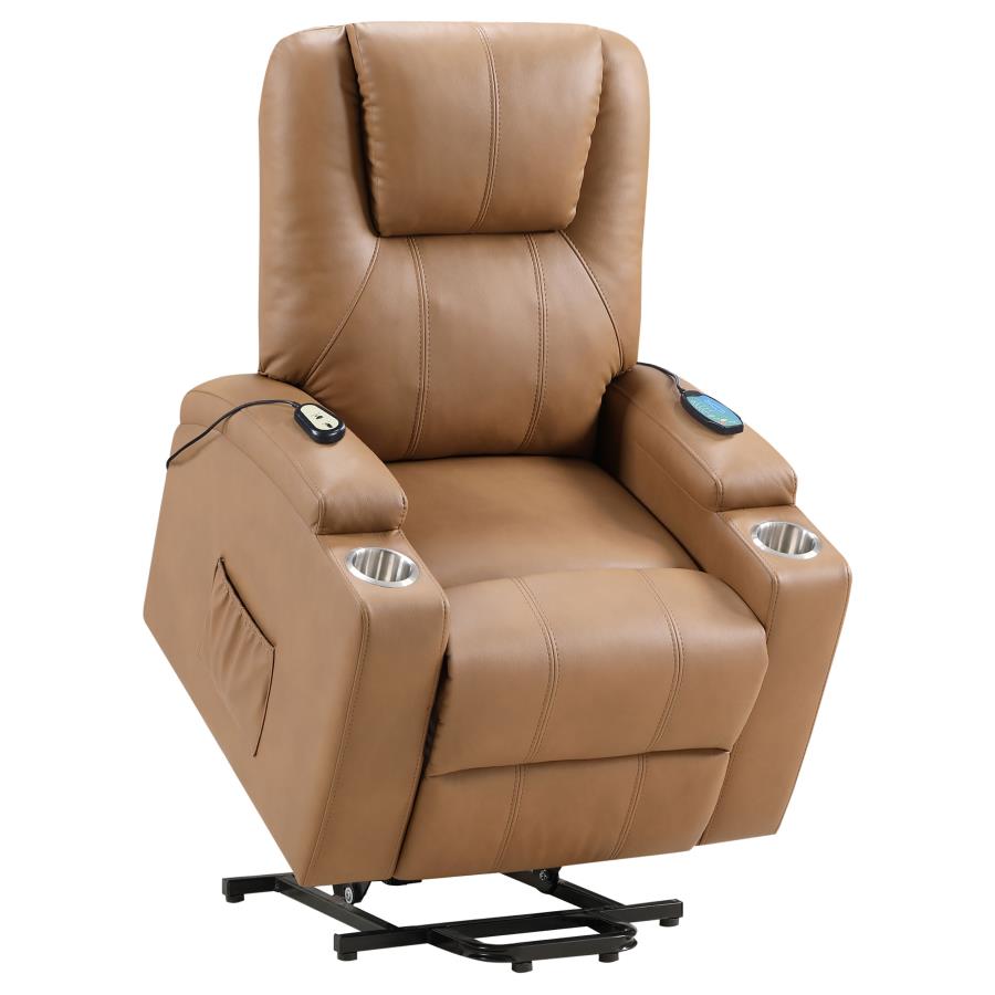 Armstrong Upholstered Power Lift Massage Recliner Camel - 609476P