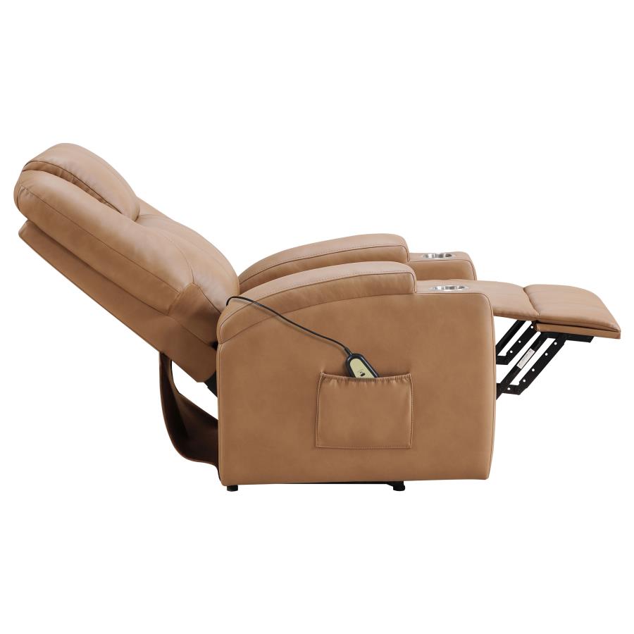 Armstrong Upholstered Power Lift Massage Recliner Camel - 609476P