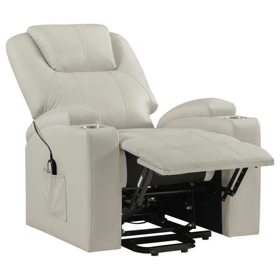 Armstrong Upholstered Power Lift Massage Recliner Ivory - 609477P