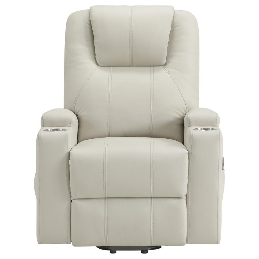 Armstrong Upholstered Power Lift Massage Recliner Ivory - 609477P