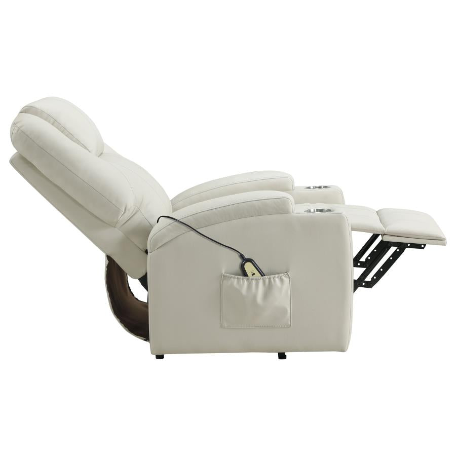 Armstrong Upholstered Power Lift Massage Recliner Ivory - 609477P