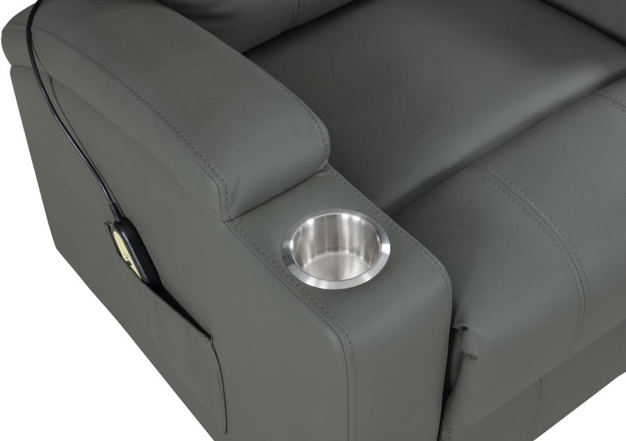 Armstrong Upholstered Power Lift Massage Recliner Grey - 609478P