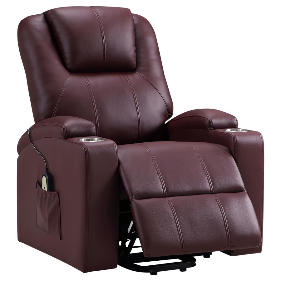 Armstrong Upholstered Power Lift Massage Recliner Wine - 609479P