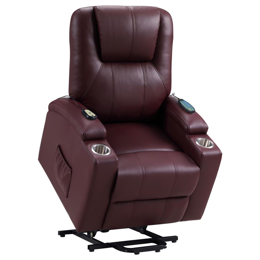 Armstrong Upholstered Power Lift Massage Recliner Wine - 609479P
