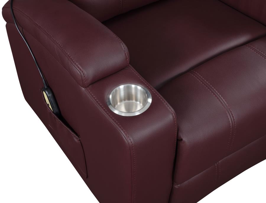 Armstrong Upholstered Power Lift Massage Recliner Wine - 609479P