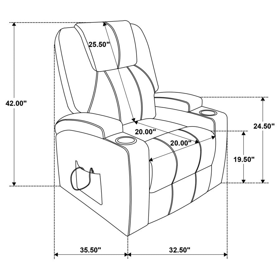 Armstrong Upholstered Power Lift Massage Recliner Wine - 609479P