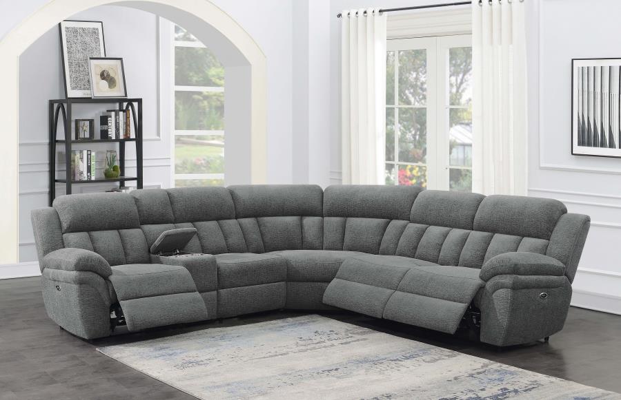 Bahrain 6-piece Modular Power Reclining Sectional Charcoal - 609540P