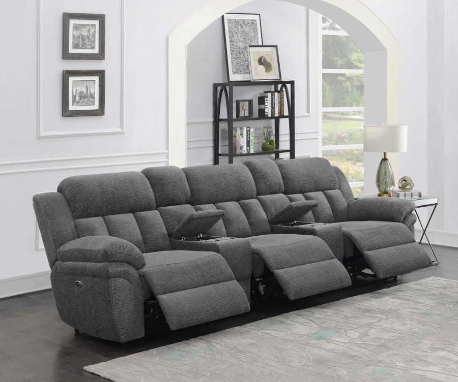Bahrain 5-piece Power Home Theater Seating Charcoal - 609541PT