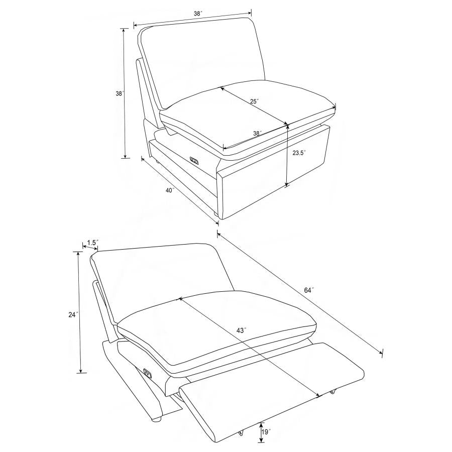 Collins Modular Power Armless Recliner Grey - 609560ARP