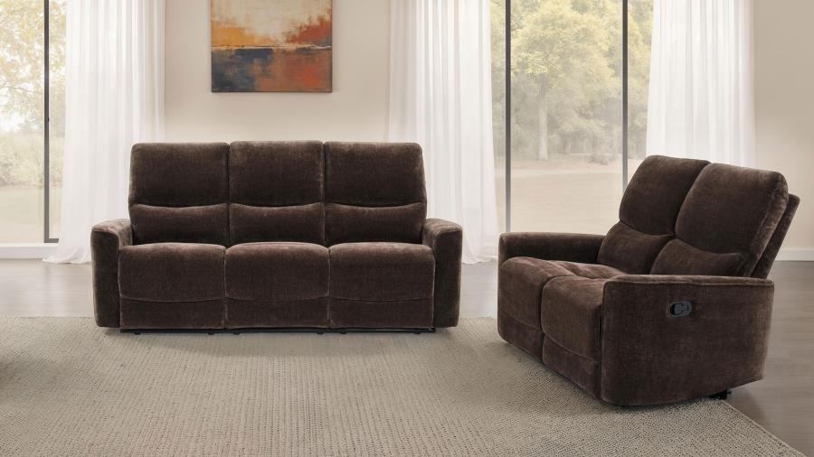 Navarro 2-piece Upholstered Reclining Sofa Set Dark Brown - 609571-S2