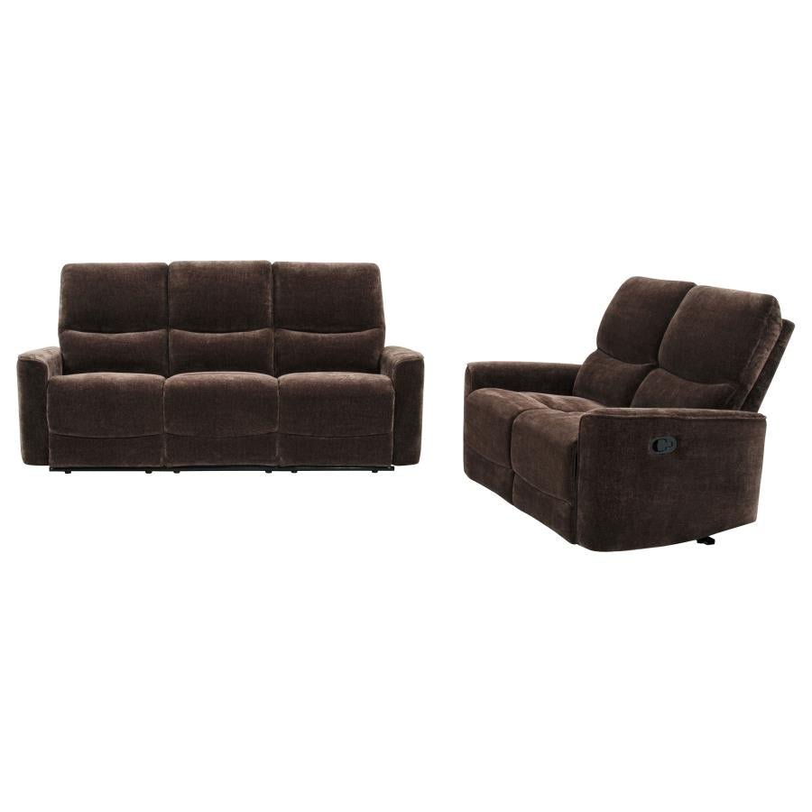 Navarro 2-piece Upholstered Reclining Sofa Set Dark Brown - 609571-S2