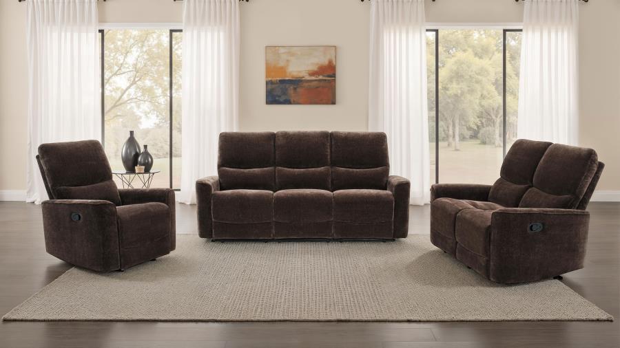 Navarro 3-piece Upholstered Reclining Sofa Set Dark Brown - 609571-S3