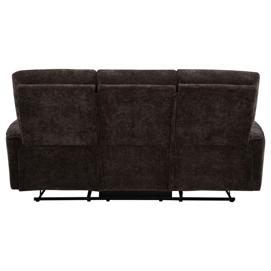 Navarro Chenille Upholstered Reclining Sofa Dark Brown - 609571
