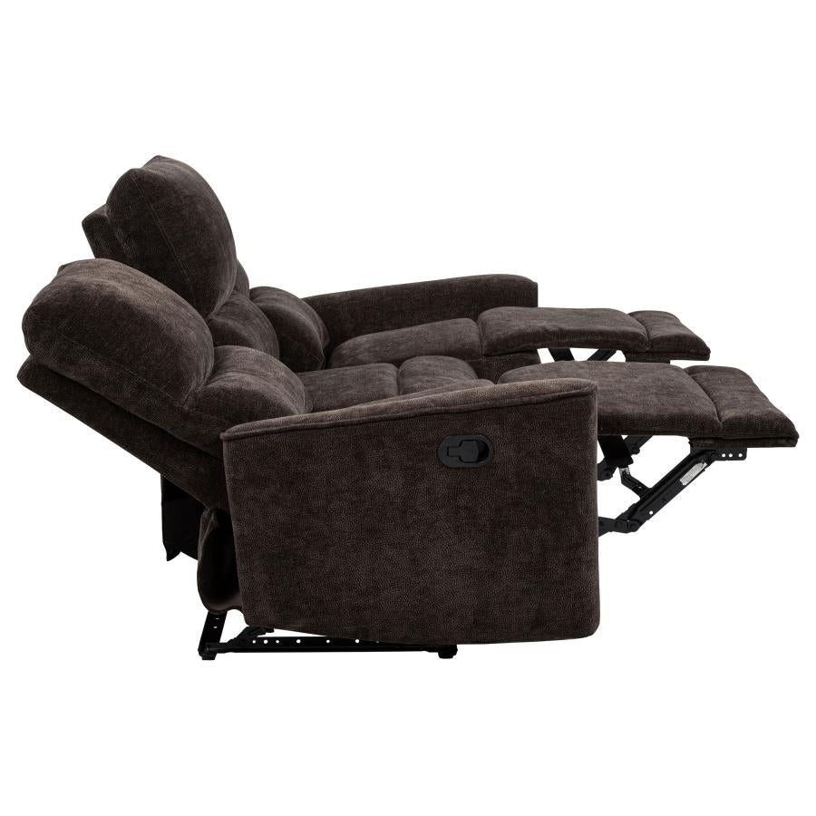 Navarro Chenille Upholstered Reclining Sofa Dark Brown - 609571