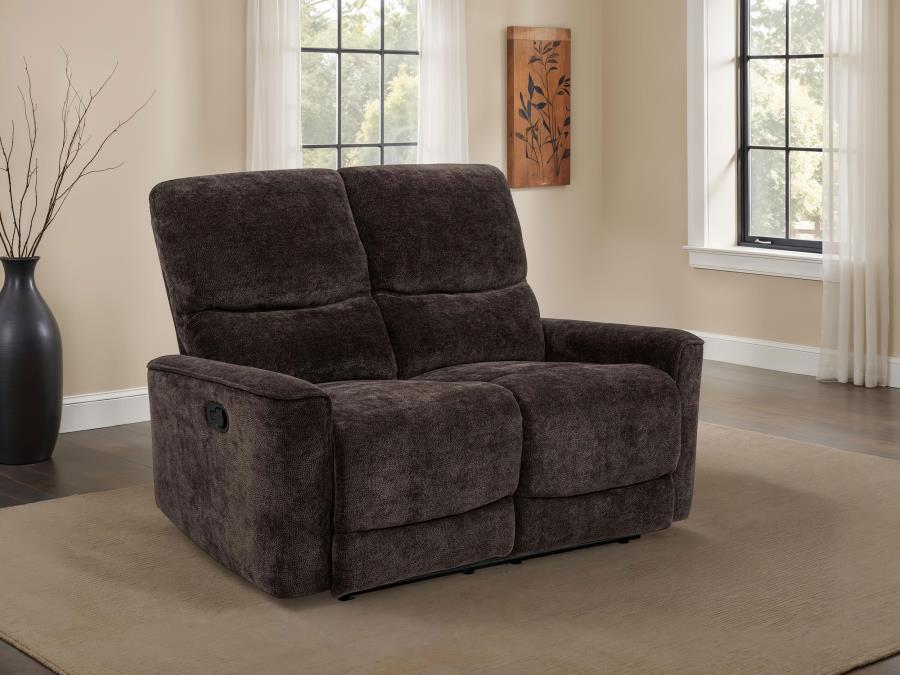 Navarro Chenille Upholstered Reclining Loveseat Dark Brown - 609572