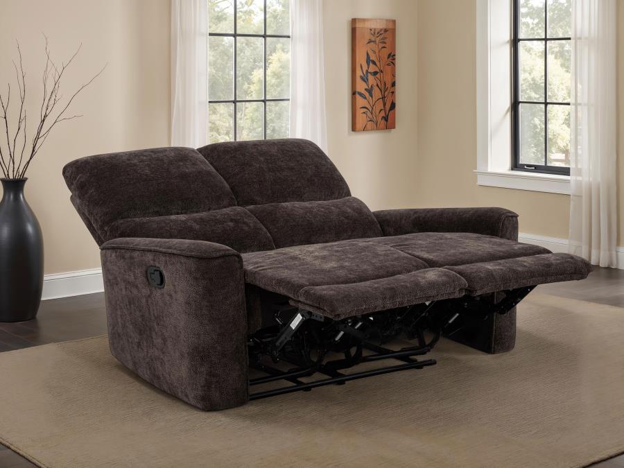 Navarro Chenille Upholstered Reclining Loveseat Dark Brown - 609572