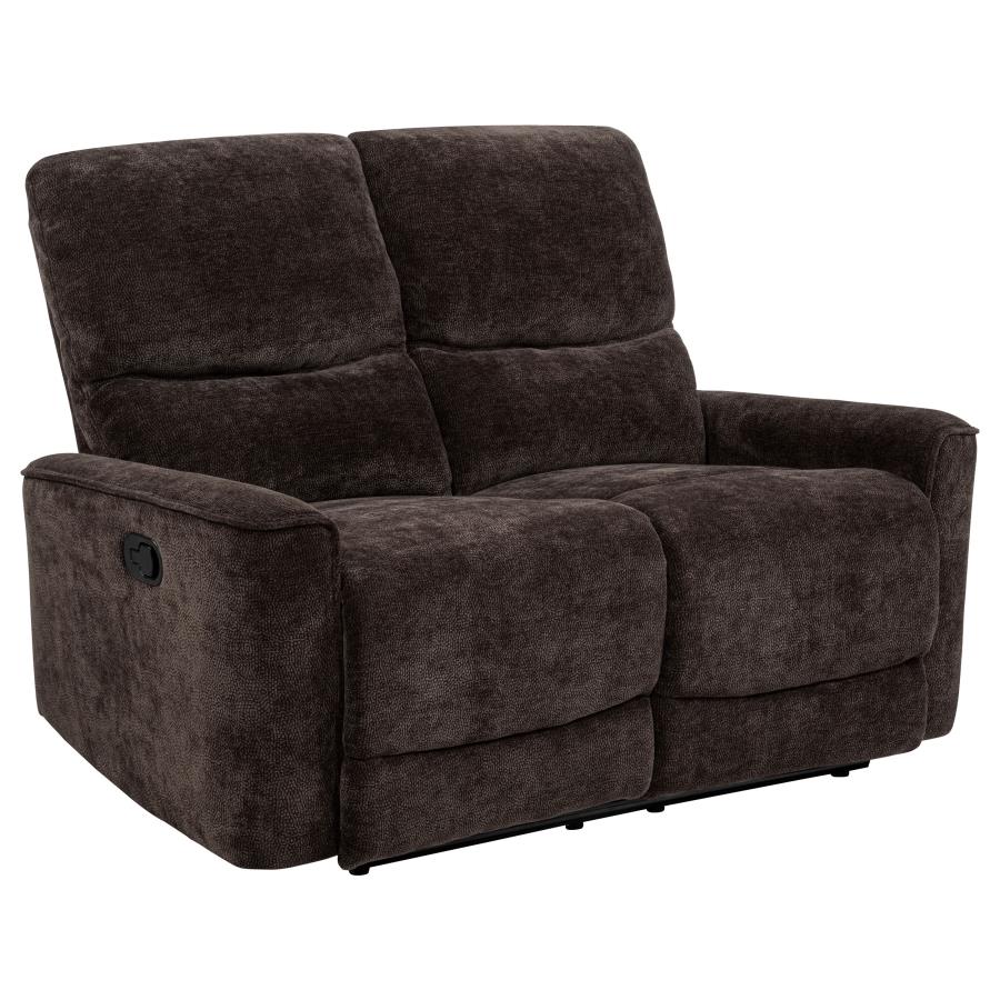 Navarro Chenille Upholstered Reclining Loveseat Dark Brown - 609572
