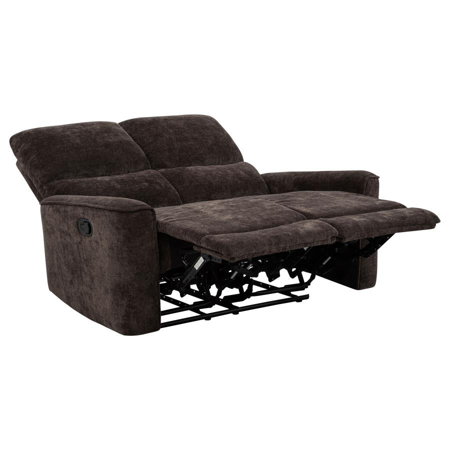 Navarro Chenille Upholstered Reclining Loveseat Dark Brown - 609572