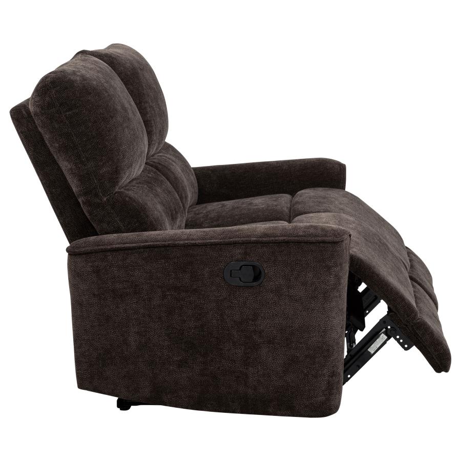 Navarro Chenille Upholstered Reclining Loveseat Dark Brown - 609572