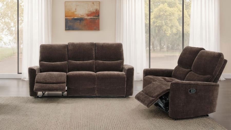 Navarro Chenille Upholstered Reclining Loveseat Dark Brown - 609572