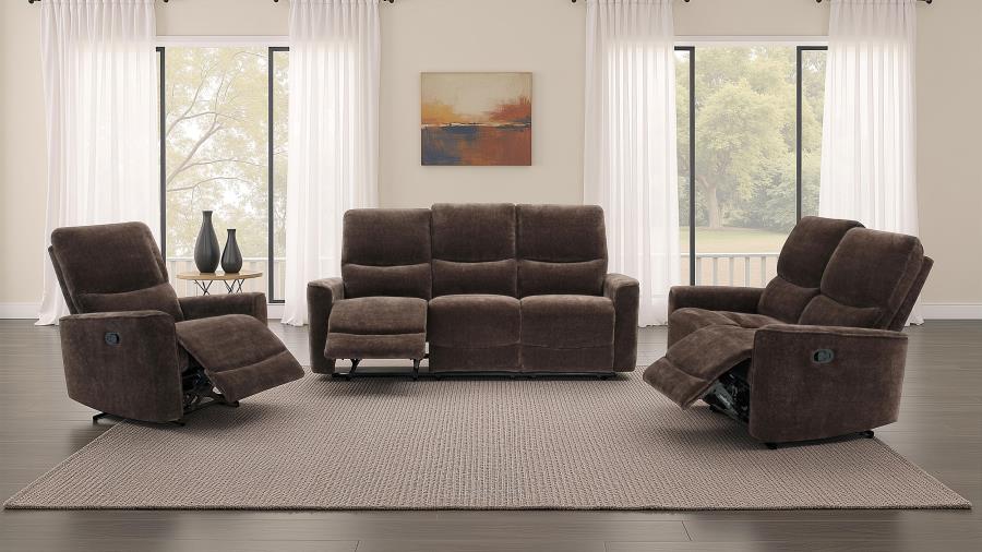 Navarro Chenille Upholstered Reclining Loveseat Dark Brown - 609572