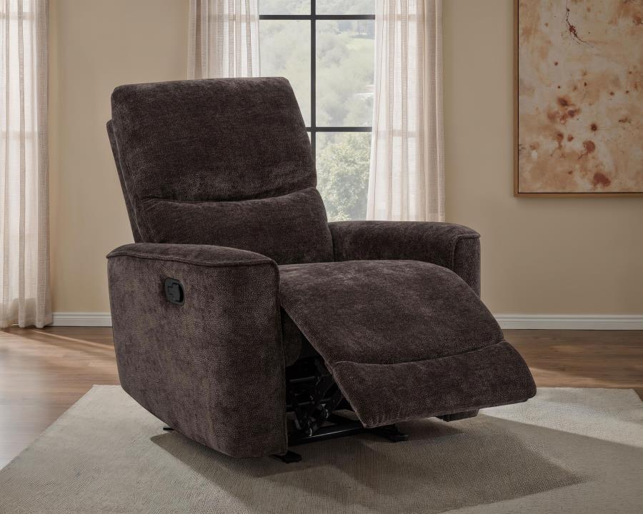 Navarro Chenille Upholstered Glider Recliner Dark Brown - 609573