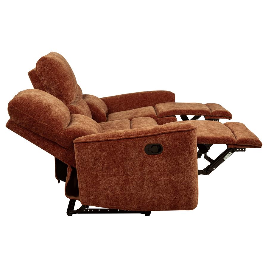 Navarro Chenille Upholstered Reclining Sofa Burnt Orange - 609574