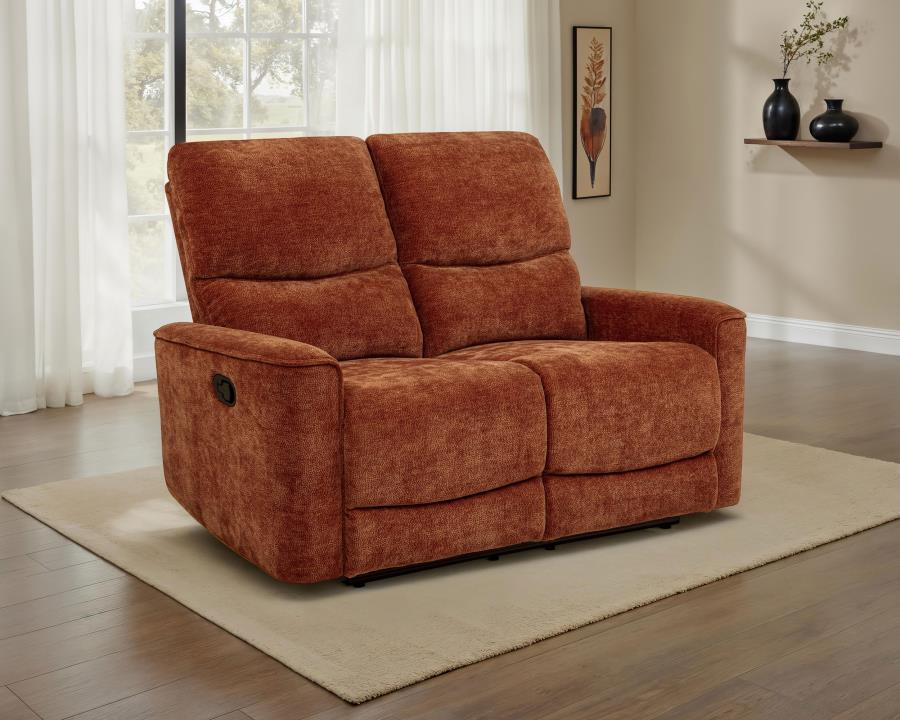 Navarro Chenille Upholstered Reclining Loveseat Burnt Orange - 609575