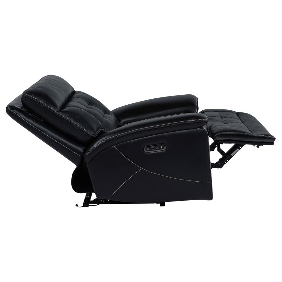 Hewitt Leather Upholstered Dual Power Recliner Chair Black - 609613PP