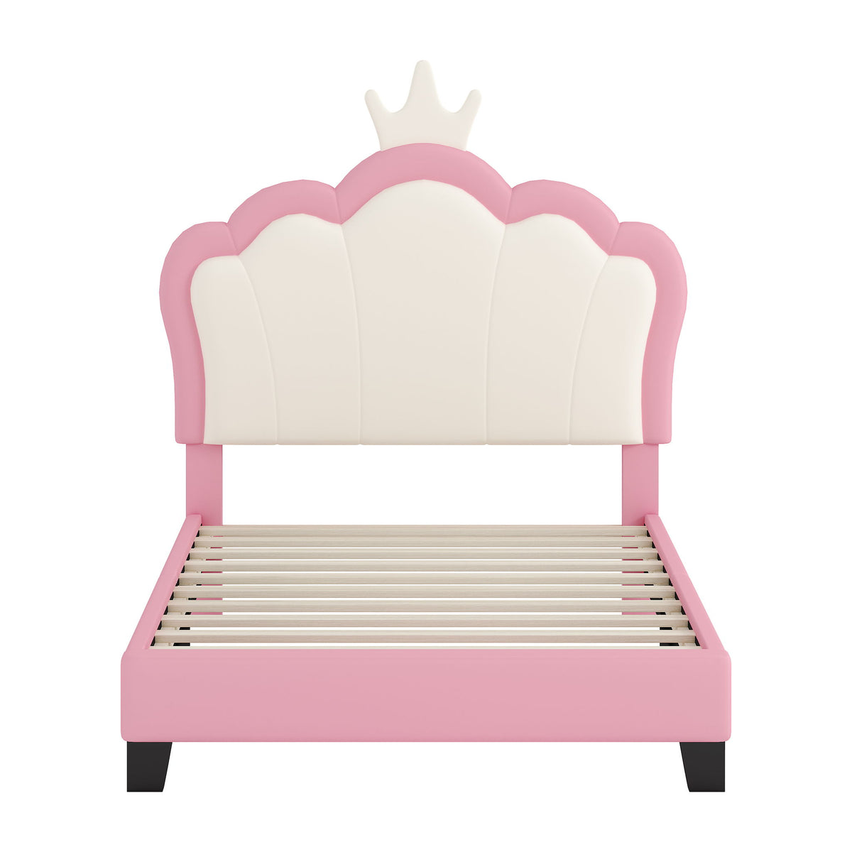 Upholstered Princess Platform Bed With Crown Headboard