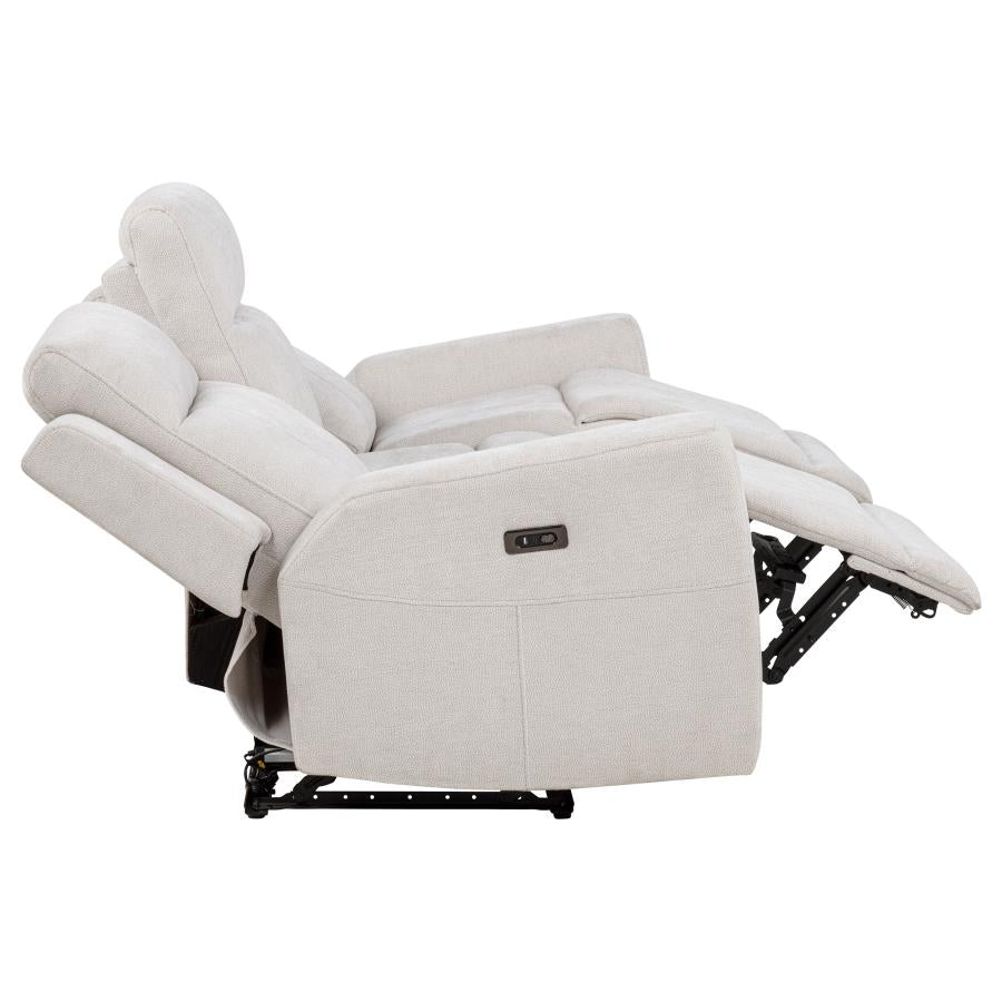 Kennett 3-piece Chenille Power Reclining Sofa Set Ivory - 610151P-S3