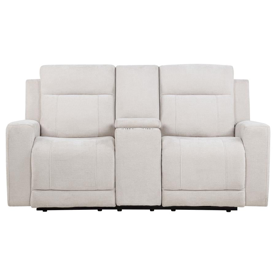 Kennett Chenille Upholstered Power Reclining Loveseat Ivory - 610152P