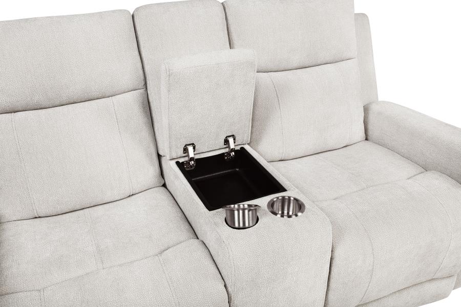 Kennett Chenille Upholstered Power Reclining Loveseat Ivory - 610152P