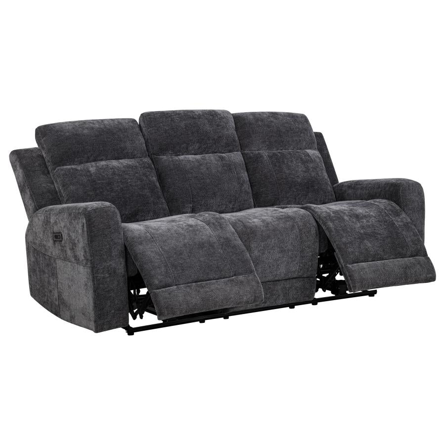 Kennett 3-piece Chenille Power Reclining Sofa Set Dark Grey - 610154P-S3