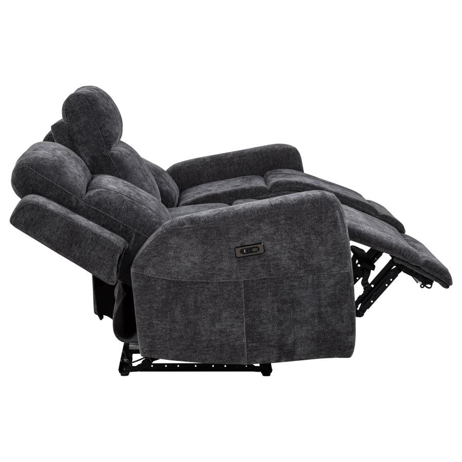 Kennett 3-piece Chenille Power Reclining Sofa Set Dark Grey - 610154P-S3