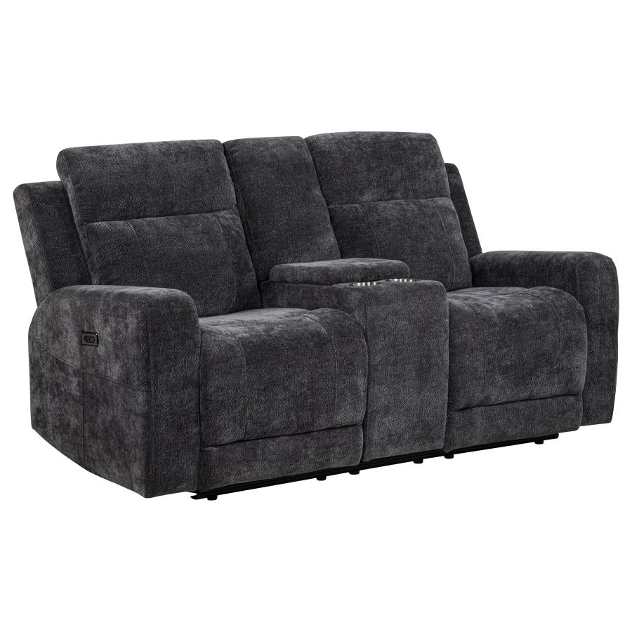 Kennett 3-piece Chenille Power Reclining Sofa Set Dark Grey - 610154P-S3