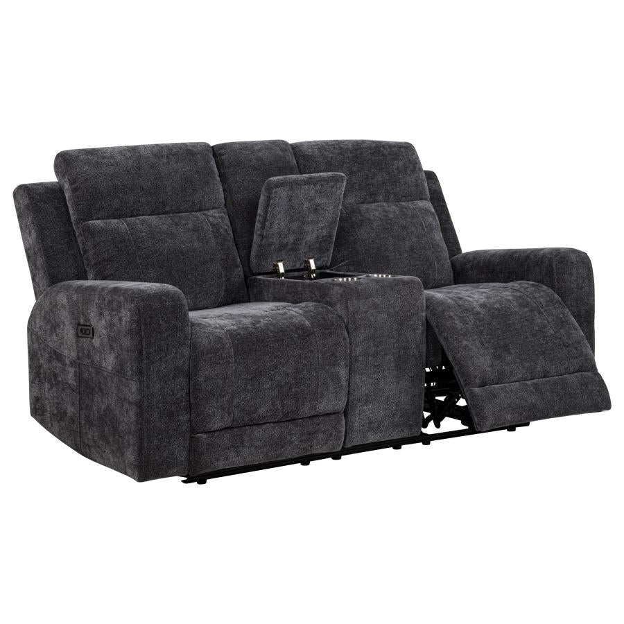 Kennett 3-piece Chenille Power Reclining Sofa Set Dark Grey - 610154P-S3