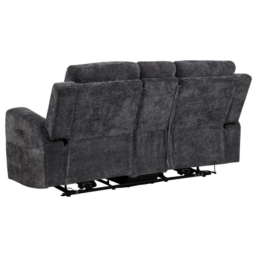 Kennett 3-piece Chenille Power Reclining Sofa Set Dark Grey - 610154P-S3