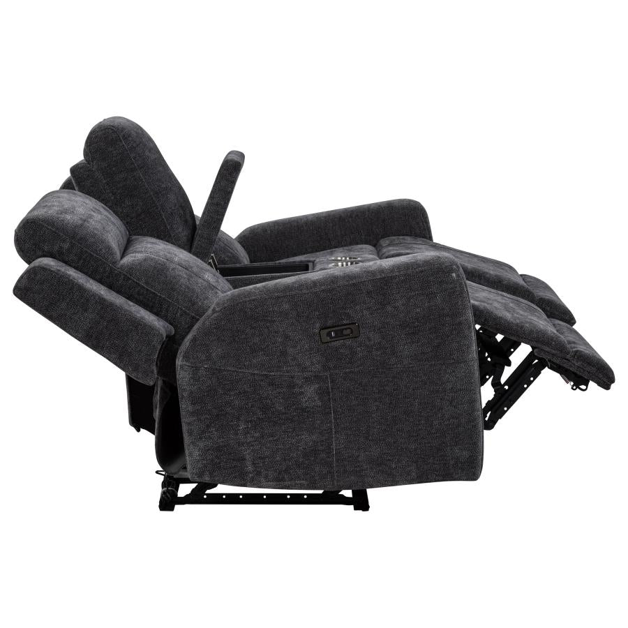 Kennett 3-piece Chenille Power Reclining Sofa Set Dark Grey - 610154P-S3