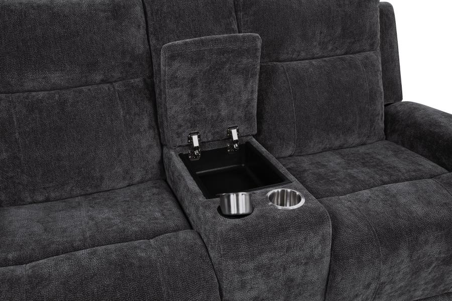 Kennett 3-piece Chenille Power Reclining Sofa Set Dark Grey - 610154P-S3