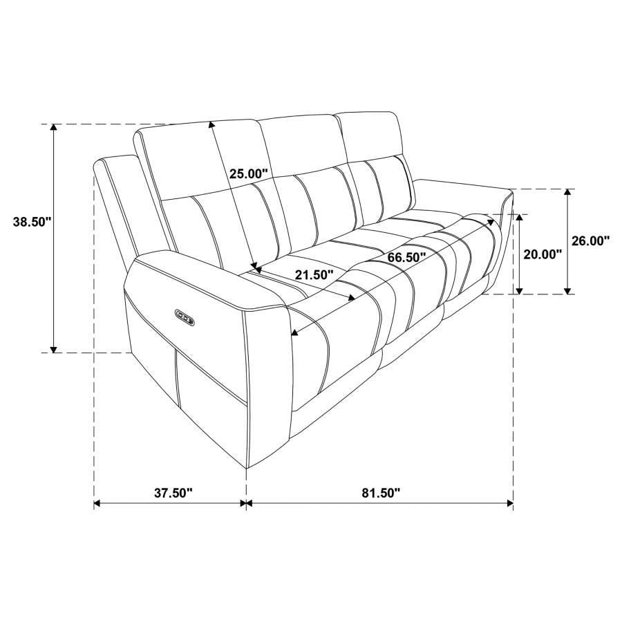Kennett 3-piece Chenille Power Reclining Sofa Set Dark Grey - 610154P-S3