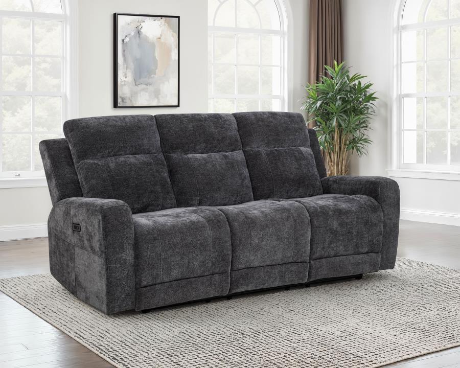 Kennett Chenille Upholstered Power Reclining Sofa Dark Grey - 610154P