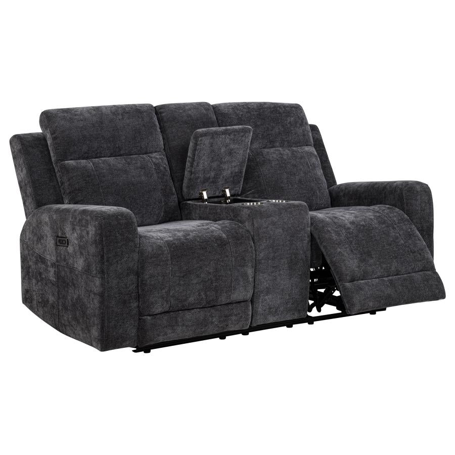 Kennett Chenille Upholstered Power Reclining Loveseat Grey - 610155P