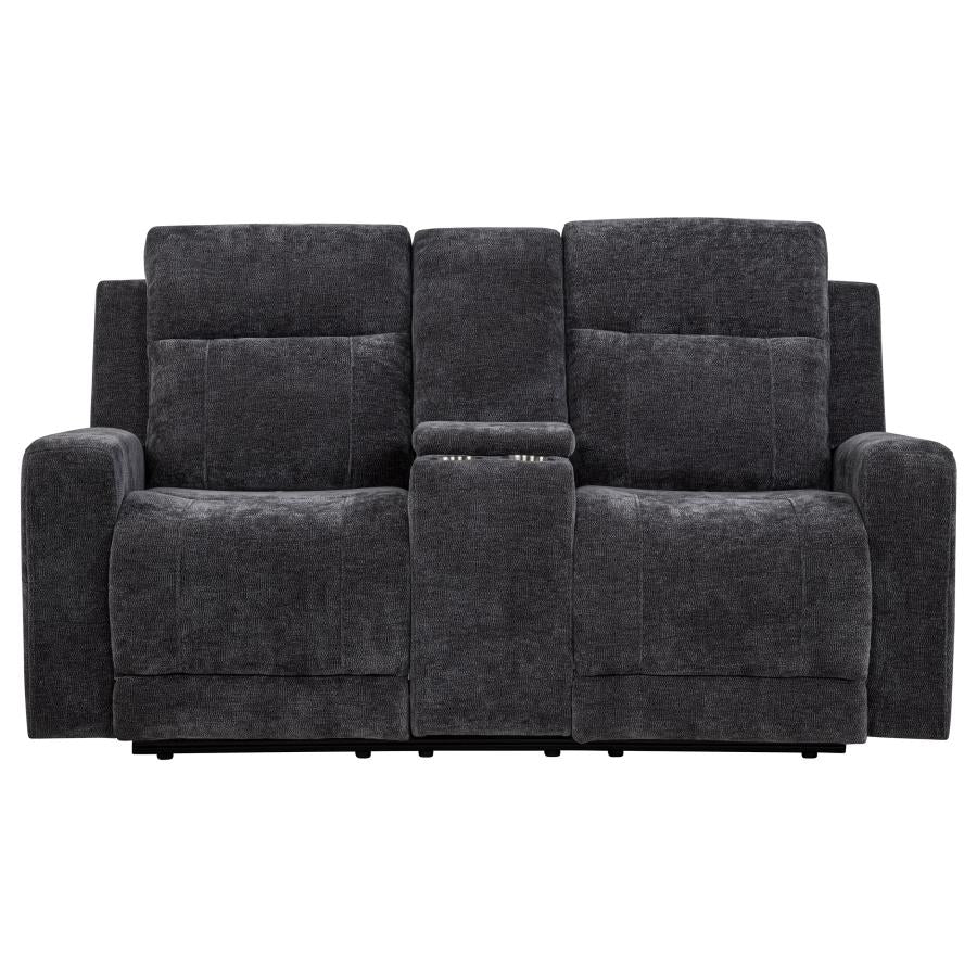 Kennett Chenille Upholstered Power Reclining Loveseat Grey - 610155P