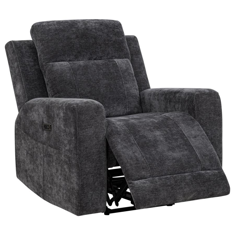 Kennett Chenille Upholstered Power Recliner Chair Dark Grey - 610156P