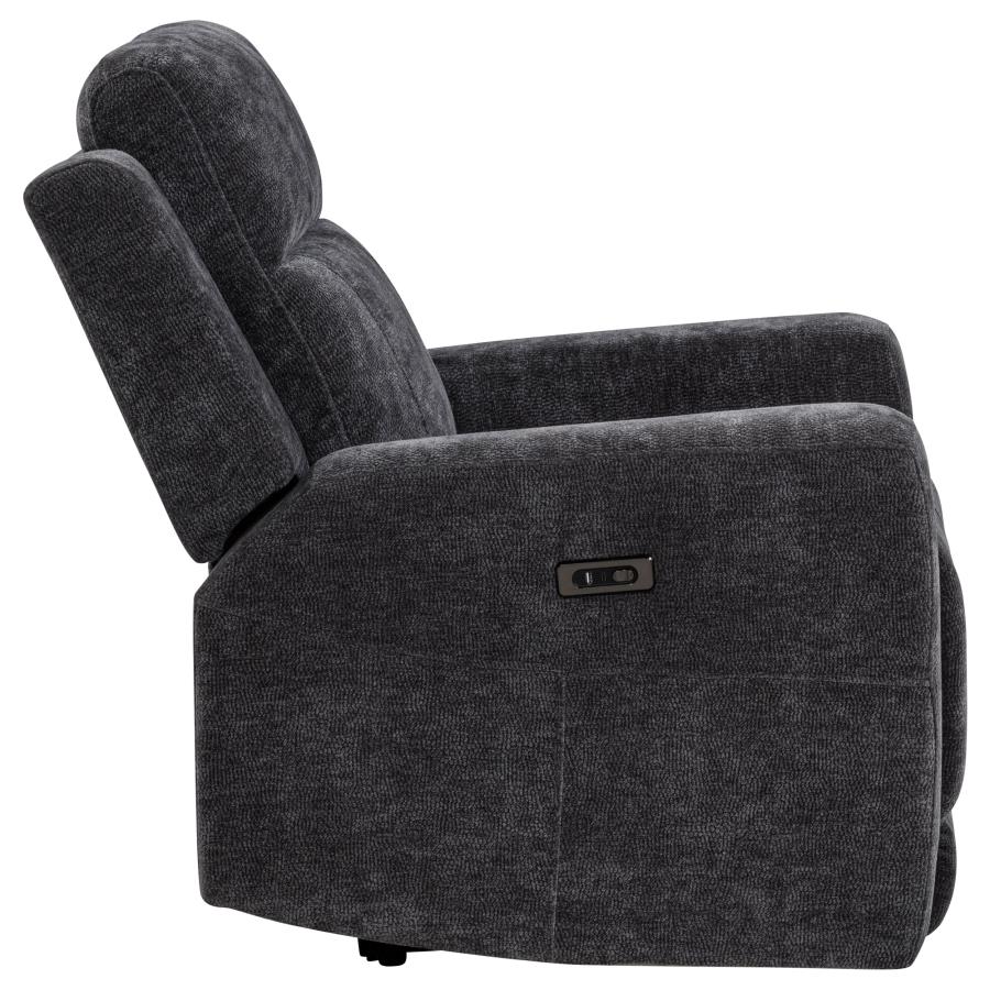 Kennett Chenille Upholstered Power Recliner Chair Dark Grey - 610156P