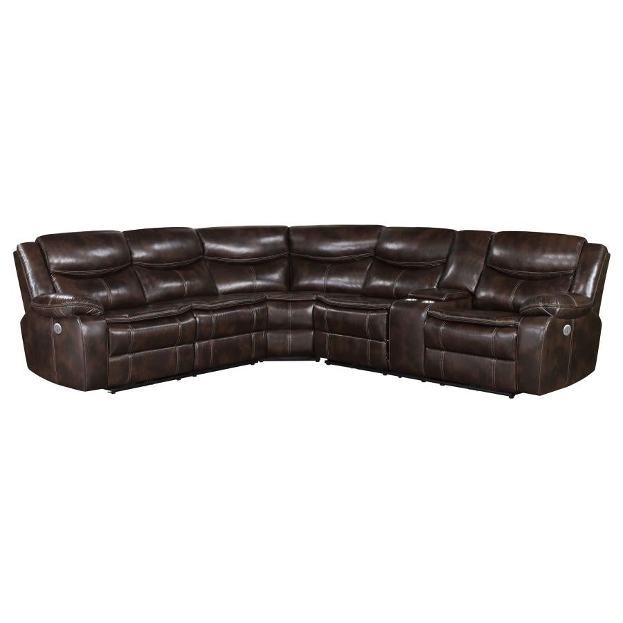 Sycamore Upholstered Power Reclining Sectional Sofa Brown - 610190P