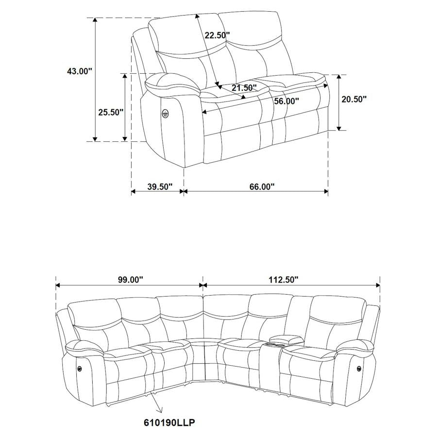 Sycamore Upholstered Power Reclining Sectional Sofa Brown - 610190P